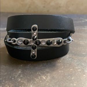 NWT Bling Cross Adjustable Wrap Cuff Bracelet